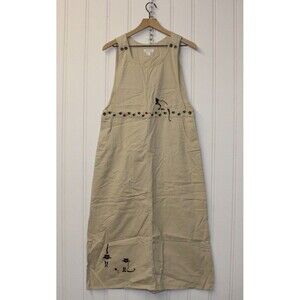 Vintage 90s Overall Jumper Maxi Sleeveless Novelty‎ Cat Dress Embroidered Size S